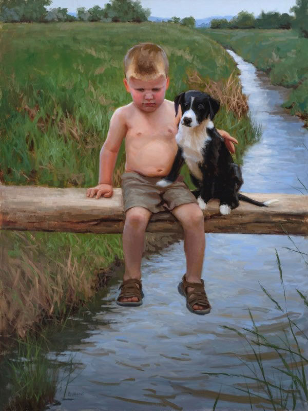 Chris Manwaring Boy and Dog Painting