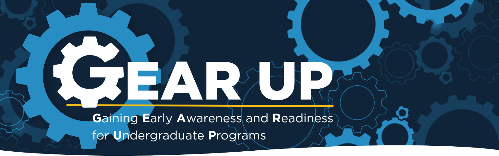 GEAR UP - Gaining Early Awareness and Readiness for Undergraduate Programs Banner image with gears