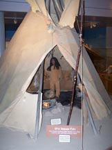 Tipi display with mannequin inside