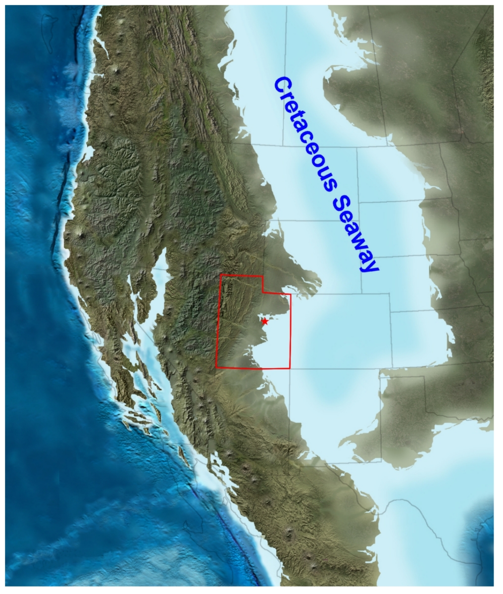 Map of western United States during Cretaceous Seaway