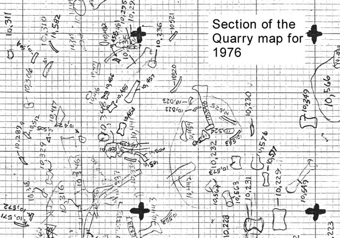 Section of Quarry map for 1976 excavation