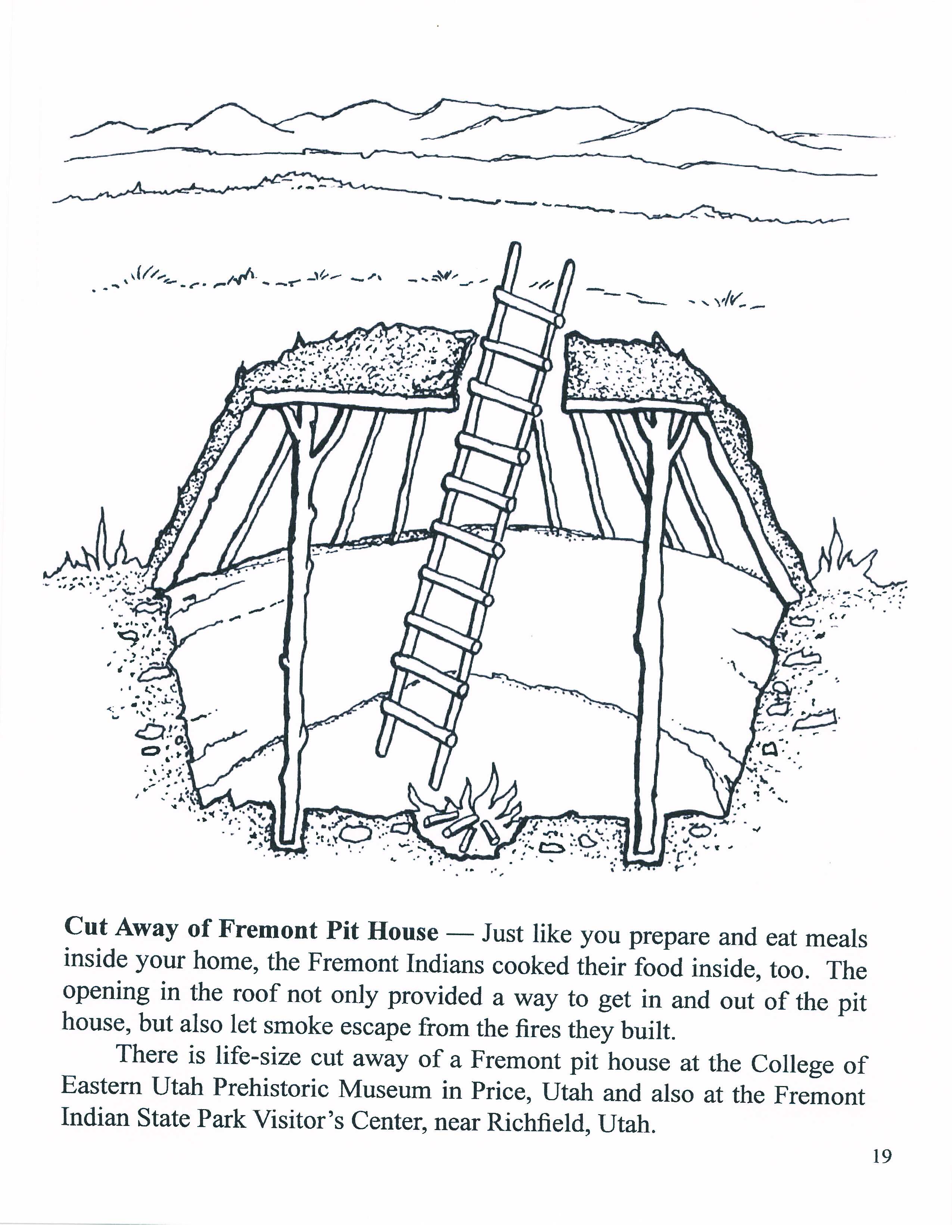 Fremont Pit House coloring page
