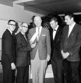 Doc Dorman and Don Burge with various founding members of the museum